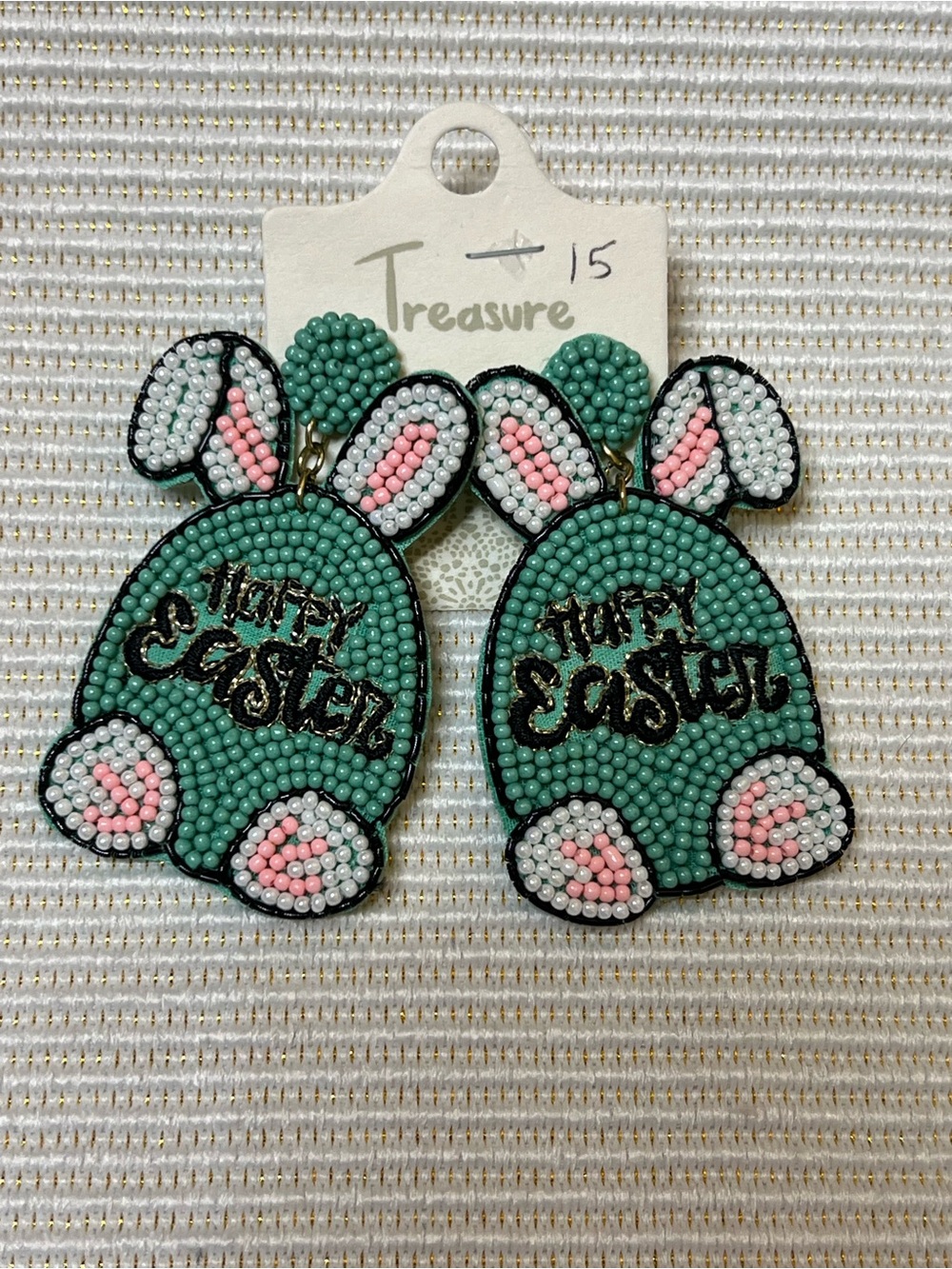 Secret Treasures Green Beaded 'Hoppy Easter' Bunny Drop Earrings